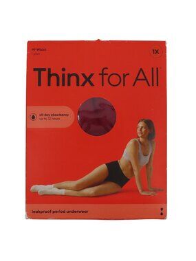 Thinx Women Plus Size 1X Hi Waist Period Underwear Panty Rhubarb Red NEW In Box